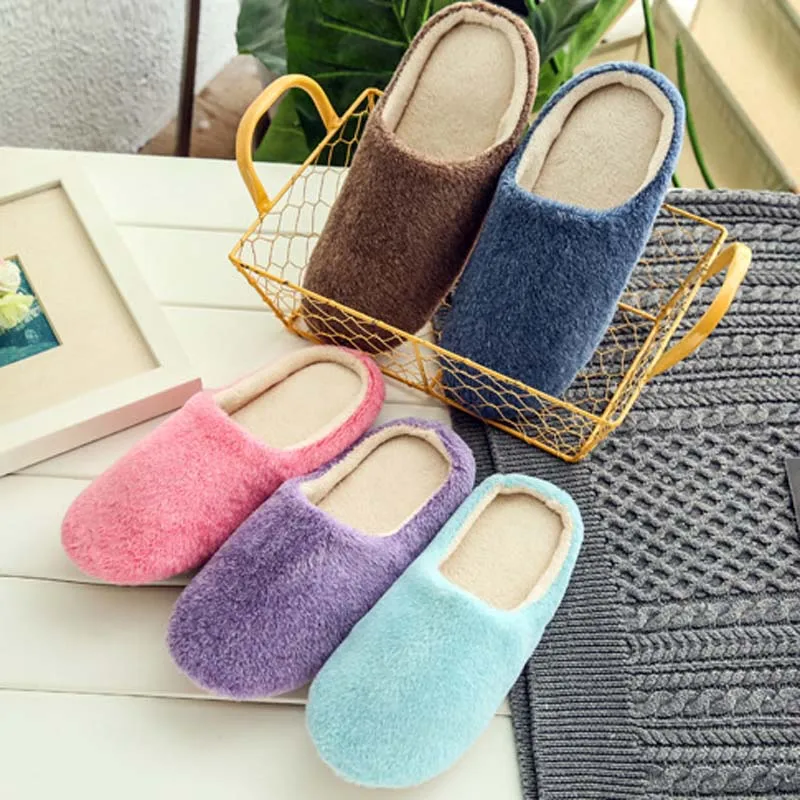 

SAILING LU 2018 Indoor House Slipper Soft Plush Cotton Cute Slippers Shoes Non-Slip Home Women Men Shoes For Bedroom XWT1485