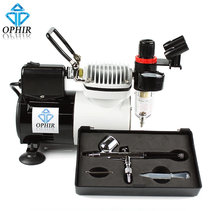 

OPHIR Airbrushing Compressor(110V/220V) with Fan & 0.3mm Dual-Action Airbrush Kit for Cake Decorating Model Paint_AC114+AC004