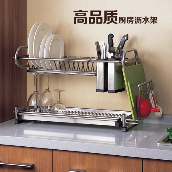  Kitchen versatile stainless steel double drain water filter with cutting board - 32915045086