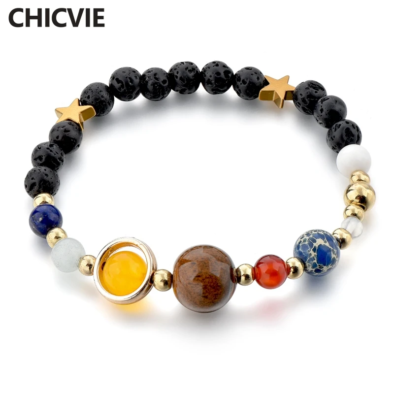 

CHICVIE Handmade Bohemian Jewelry Eight Planets Solar System Bracelets Bangles Bead For Women Jewelry Beaded Bracelet SBR180098