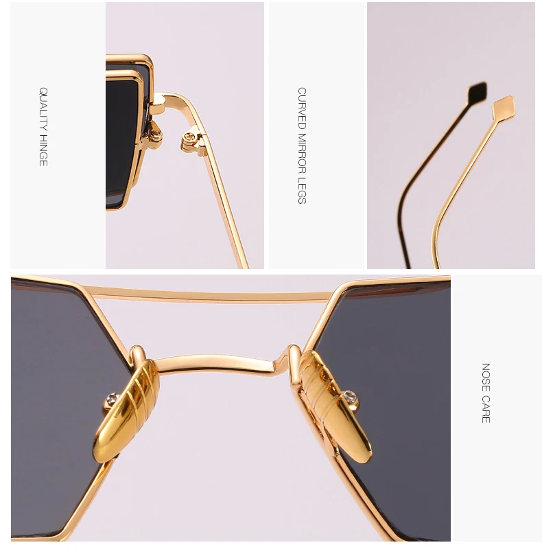 Модные квадратные женские солнцезащитные очки в стиле панк, фирменный дизайн с боковой защитой, уникальные женские и мужские зеркальные очки с коробкой FML