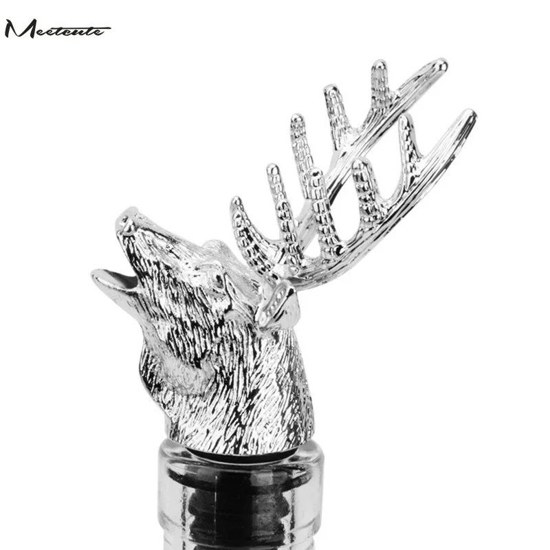 Meetcute Deer Head Wine Bottle Cork Pourer Stopper Deer Head Animal