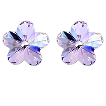 Женские серьги-гвоздики с кристаллами в виде цветка, сделанные с австрийскими кристаллами, посеребренные