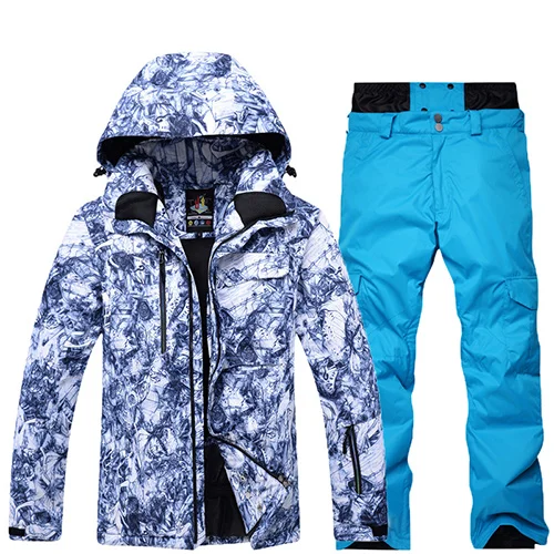 Новинка, хит, лыжный костюм для мужчин, для сноуборда, Двойные лыжи, водонепроницаемый, зимний, для улицы, лыжный костюм, мужской костюм, куртка+ штаны, плотный теплый зимний костюм - Цвет: color-6