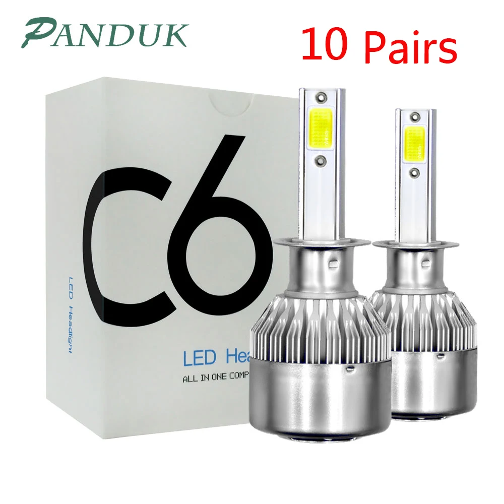 

PANDUK 10 Pairs C6 H1 H3 Led Headlight Hulbs H7 LED Car Lights H4 880 H11 9005 HB4 9006 H13 6000K 72W 12V 8000LM Auto Headlamps