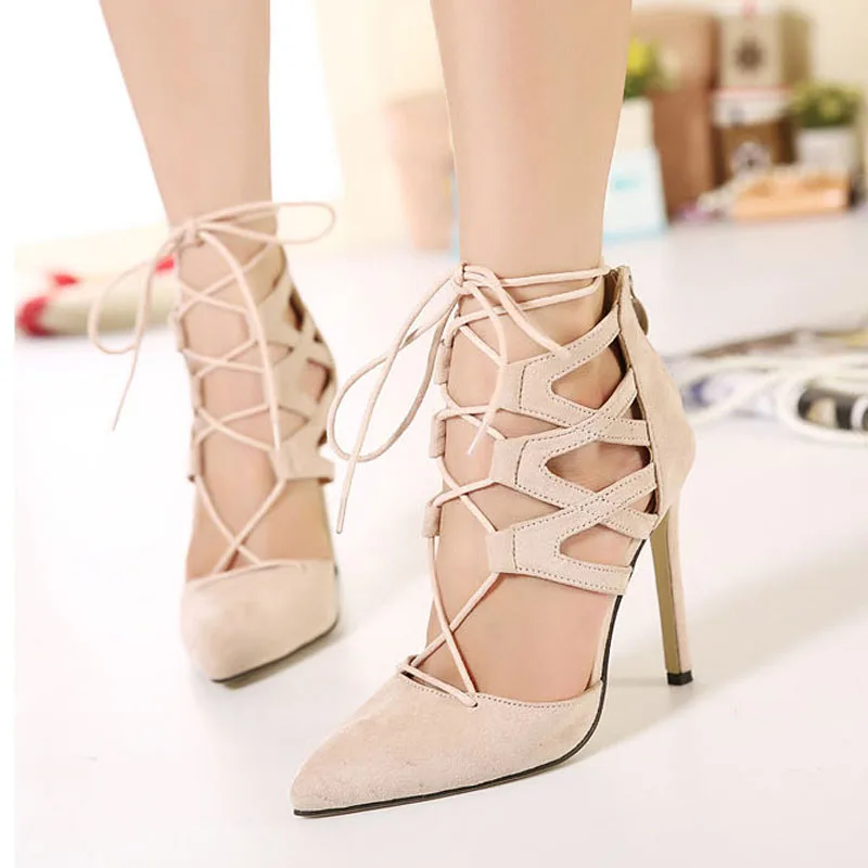 Fashion Angle Strap Cut outs Style Thin High Heels font b Women b font Pumps Sexy
