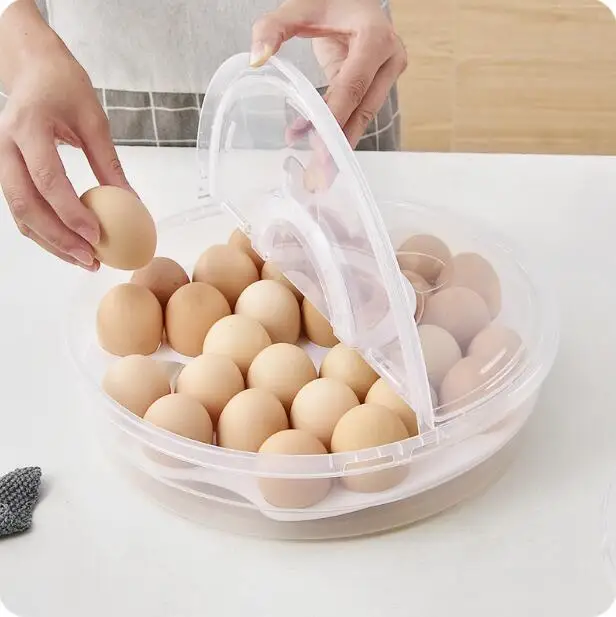 Прозрачная портативная круглая коробка для хранения яиц кухни органайзер