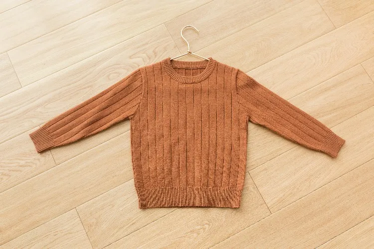 Зимний свитер для девочек, пуловеры для мальчиков и девочек, детская одежда, рубашка, трикотаж для маленьких девочек, детские свитера, топы, пальто - Цвет: Red brown