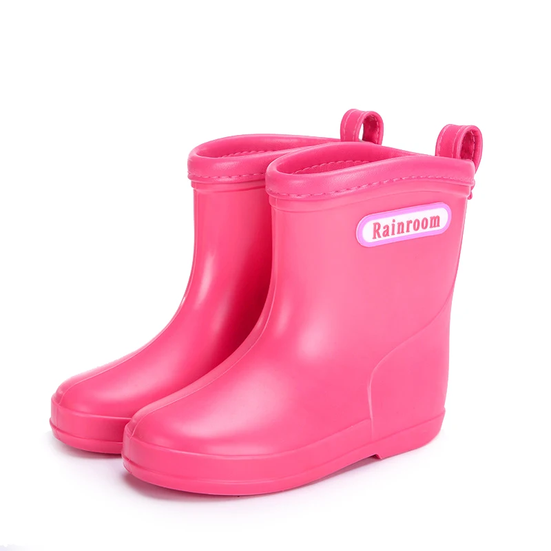 

MSMAX Children Rubber Rain Boots Waterproof Candy Color Flat Mid-Calf Shoes For Girls And Boys