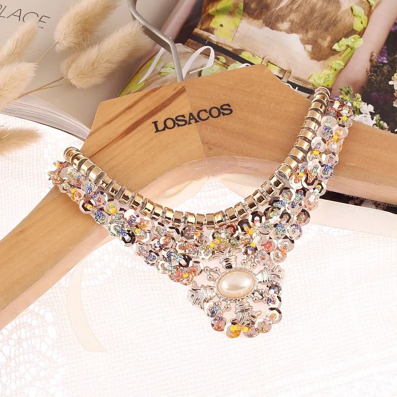 

Fashion luxury elegant temperament costly pearl accessories gold chain fake collar decorative chain necklace Free Shipping