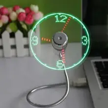 Мини Гибкая светодиодная USB часы вентилятор устройства для отображения времени офисный стол температура охлаждения регулируемый дисплей вентилятор для ПК ноутбук настольные подарки