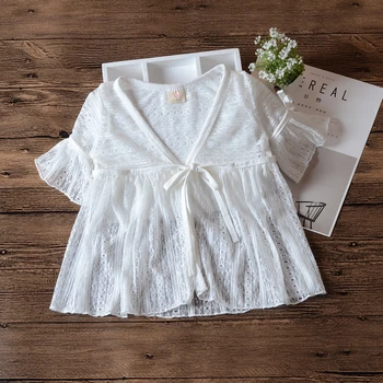 

White Baby Girls Beach Blouse Outerwear Summer Jacket Cardigan Cool Baby Girls Coat For 3 6 12 24 Month Baby Clothes RKC185050