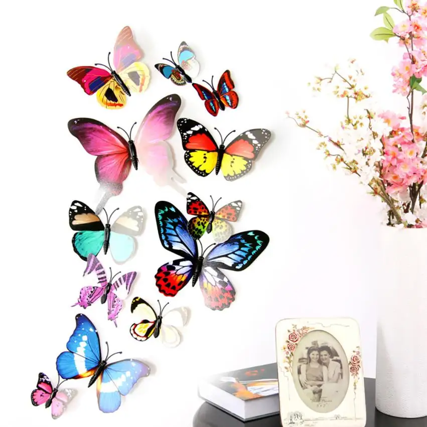 Room Diy Butterfly Decor Wall 3d Stickers Kid Decal Pvc Home