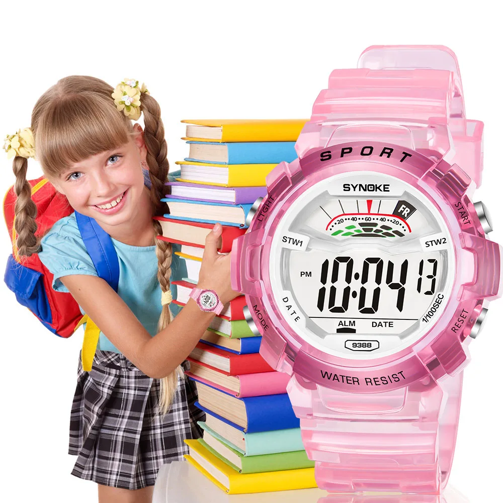 

SYNOKE Children Cute Kids Watches Sports Cartoon Waterproof Watch Girls Boys Rubber Children's Digital LED Wristwatches Reloj