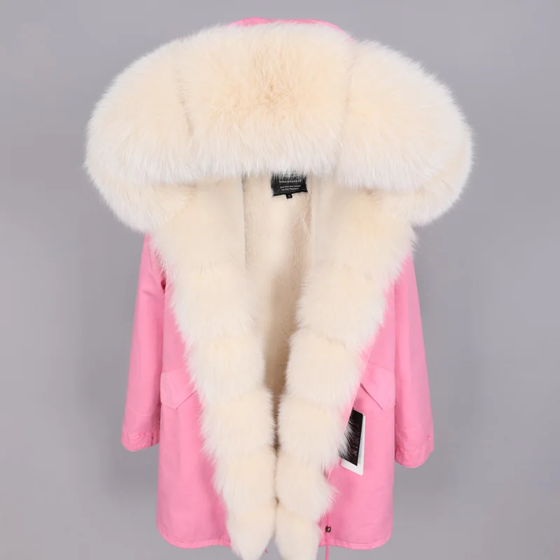 MAOMAOKONG2019 Новая женская куртка с натуральным лисьим меховым воротником зимняя женская куртка длинная парка - Цвет: 28
