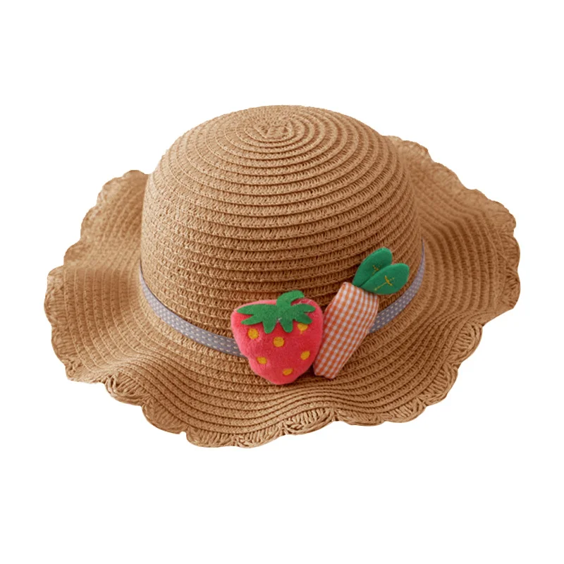 Шляпа, сумка, набор волнистых соломенных шляп, Клубничная редиска, кепка, сумка на одно плечо для детей, весна-лето, Пляжная, BHD2 - Цвет: Хаки