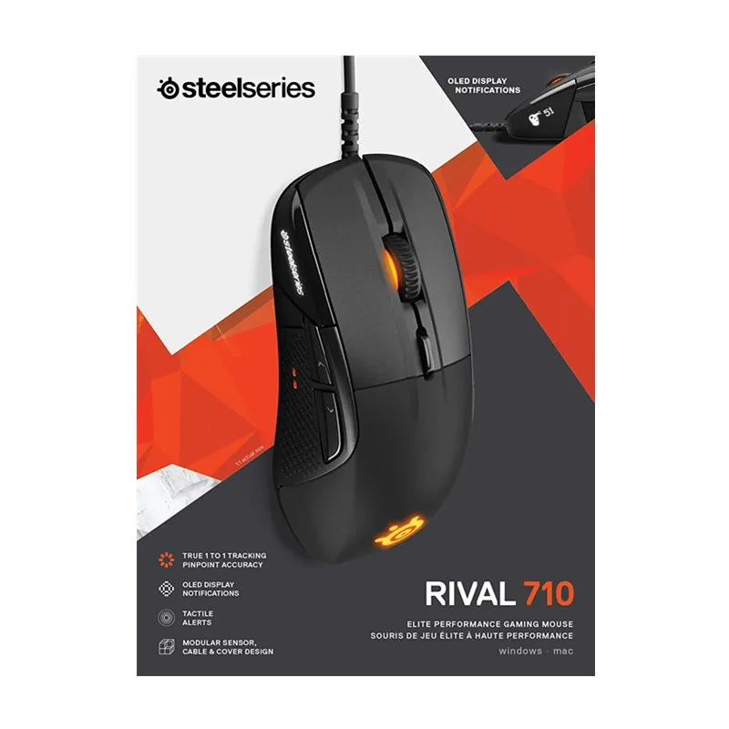 Игровая мышь SteelSeries Rival 710-оптический сенсор TrueMove3 16000 CPI-oled-дисплей-тактильные оповещения-RGB Освещение