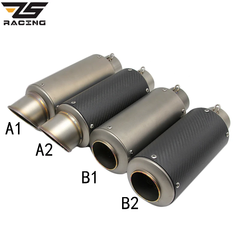 

ZS-Racing Inlet 35-61mm Modified Motorcycle Exhaust Pipe Muffler SC GP Exhaust Mufflers Carbon Fiber Stainless Steel Exhaust