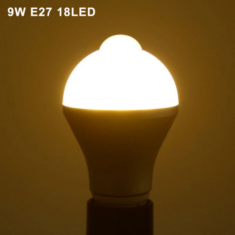 9 W 7 W 5 W E27 18LED инфракрасный Интеллектуальный тела лампочка с сенсорным управлением энергосберегающие Дома Спальня теплый белый свет и