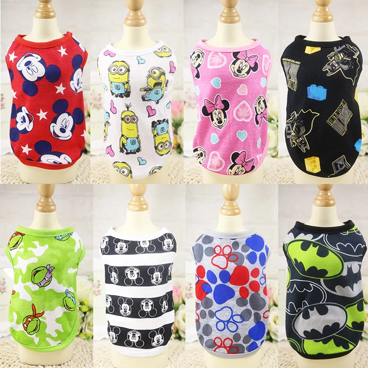 

Minions Batman Mickey Vest Clothes Pet Puppy Cat Clothing Casual Summer Shirt For Small Dogs Teddy Chihuahua Apparel