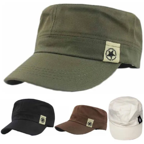 

NEW Fashion Mens Hat Unisex Women Men Flat Roof Military Hat Cadet Patrol Bush Hat Baseball Field Cap Snapback Casual Caps@