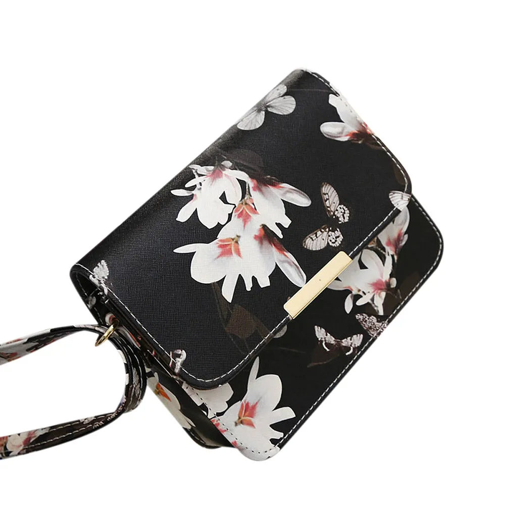 Women Floral leather Shoulder Bag Satchel Handbag Retro Messenger Bag Famous Designer Clutch Shoulder Bags Bolsa Bag Black White