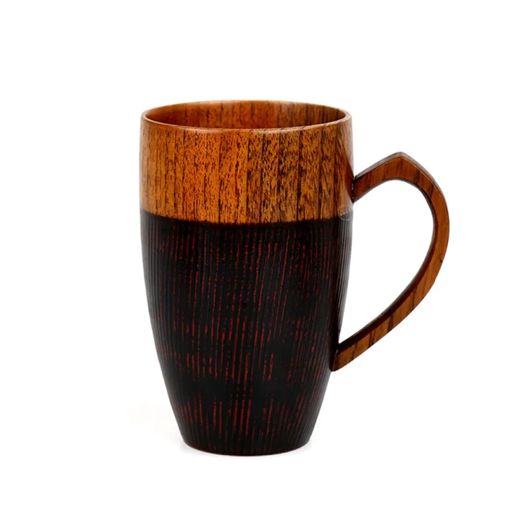 350ml-Japanese-Style-Heart-Shape-Handle-Wooden-Black-Red-Beer-Cup-Coffee-Milk-Mug-Natural-Handmade