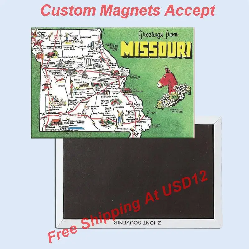 Дорожный магнит для холодильника США диаметром 78*54 мм Миссури 20019|souvenir fridge