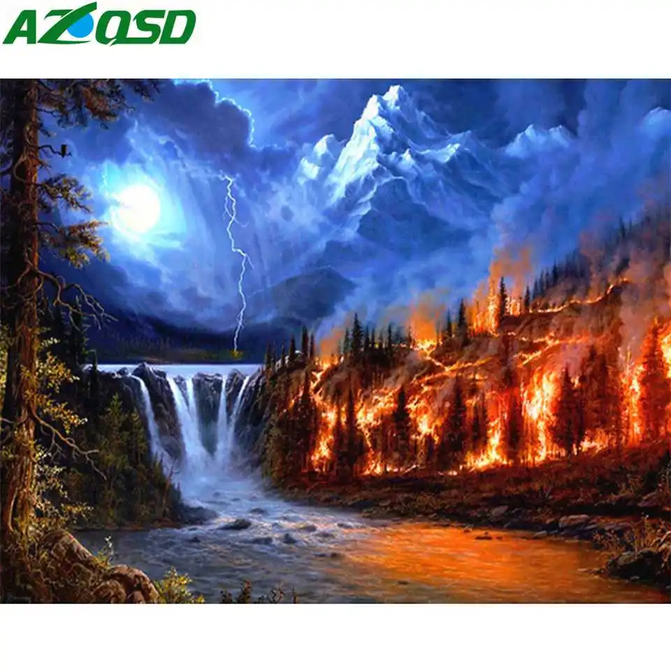 

AZQSD New Diamond Embroidery 2019 Diamond Painting Waterfall Scenic Hoome Decoration Needlework Full Drill Cross Stitch Kits