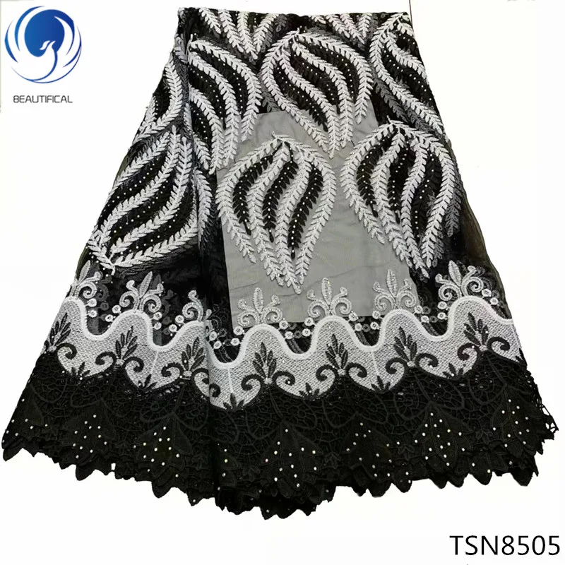 

Beautifical French lace fabrics african tulle lace fabric with rhinestones guipure laces dress for women 5yards/lot TSN85