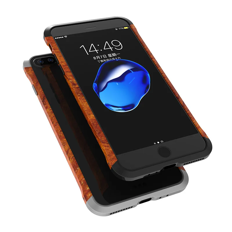 Ascromy For iPhone 7 Wood Metal Back Case Hybrid Aluminium Frame Protective Bumper Case for Apple iPhone 8 Plus 6 6S Accessories (5)