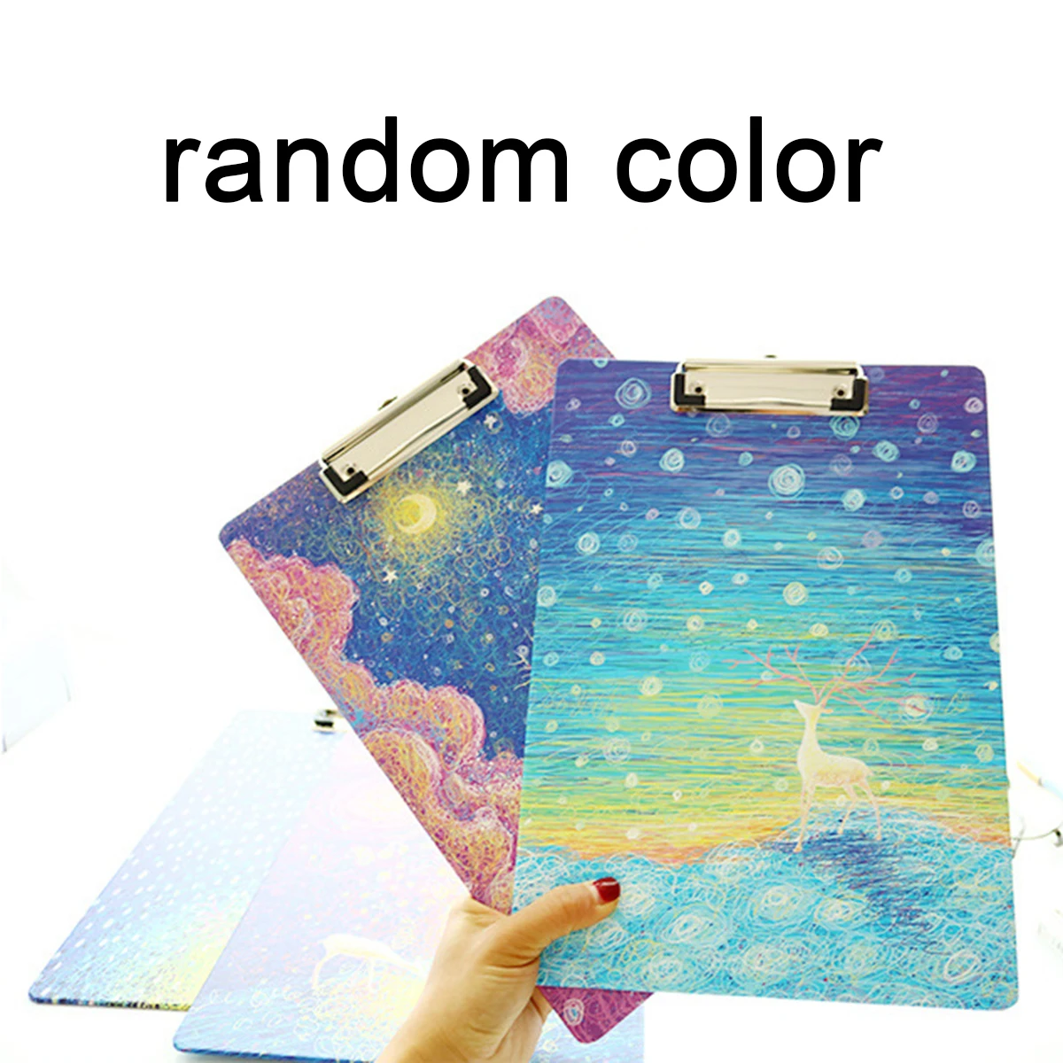 1pc New A4 Sized File Paper Cardboard Clipboard Office Writing Board Document Folder Random Color