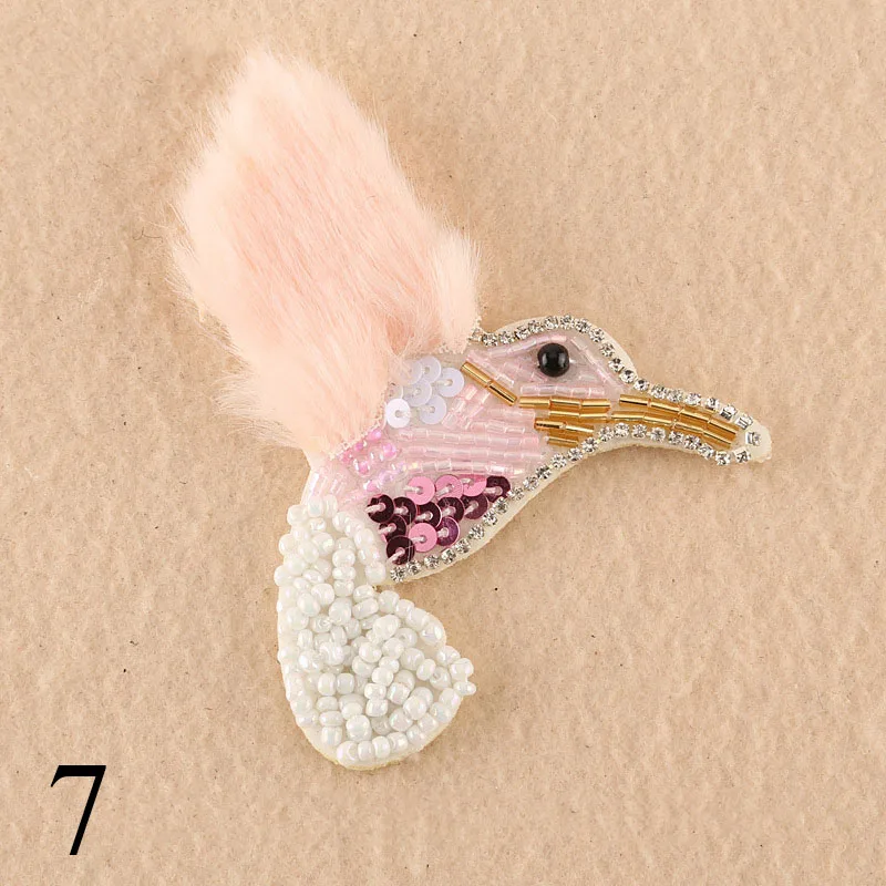 1 шт. Стразы Фламинго патч для одежды шитье на милый вышитый бисером кролик аппликационные заплатки сделай сам для сумки обувь блесток мотив аппликация - Цвет: 7