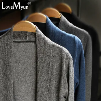 

2019 autumn winter new fashion mens casual coat thin knitwear clothing Long men Sweater Slim Knitted Cardigan Cloak