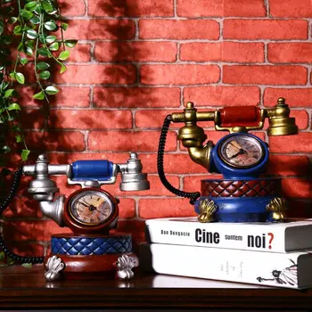 

European Retro Creative Telephone Seat Clock Living Room Television Cabinet Bar Cafe Decorative Clock Pendulum Accessories