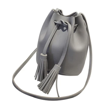 

New style Tassel Shoulder Bags Girls PU Leather Retro Woman Crossbody Bags Solid Color Fashion Drawstring Female Bags