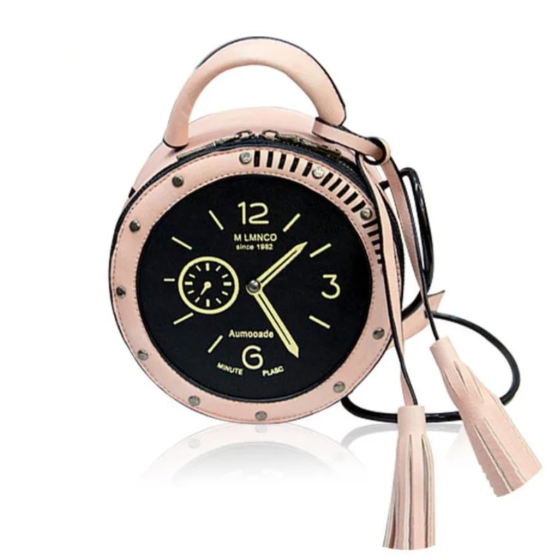 

PU Leather Clock Pattern Shoulder Bag Circular Round Messenger Crossbody Hand Tote Bags Fashion Cute Ladies Women Handbags Bag 3