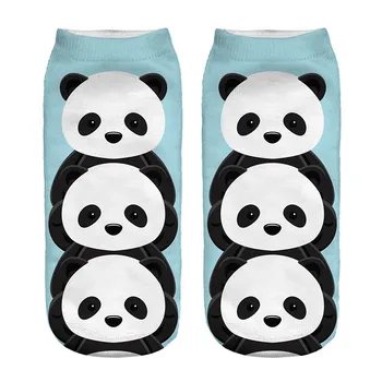

New Design 3D Panda Sky Blue Polyester Cartoon Character Pattern Vetilate Comfortable Unisex Socks Hot Item Wholesale Hot
