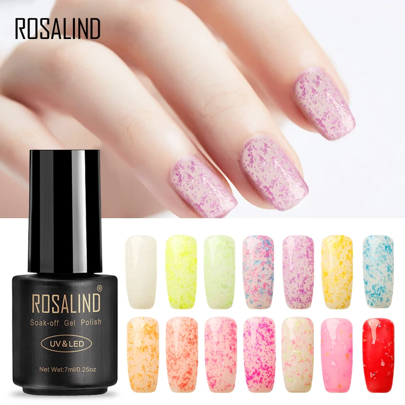 

ROSALIND Gel Polish SNOWFLAKE 7ML Glitter 24 Color Nail Gel Polish LED UV glitter Gel Varnish Soak Off Top White Gellak