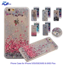 FDM Прозрачный Чехол для iPhone 5 5S 5SE 6 6 S 6 Плюс 6 S Плюс Серебряный Блеск Порошок Жидкость Зыбучие Пески Цветочный Печатных Пластиковые Твердый Переплет