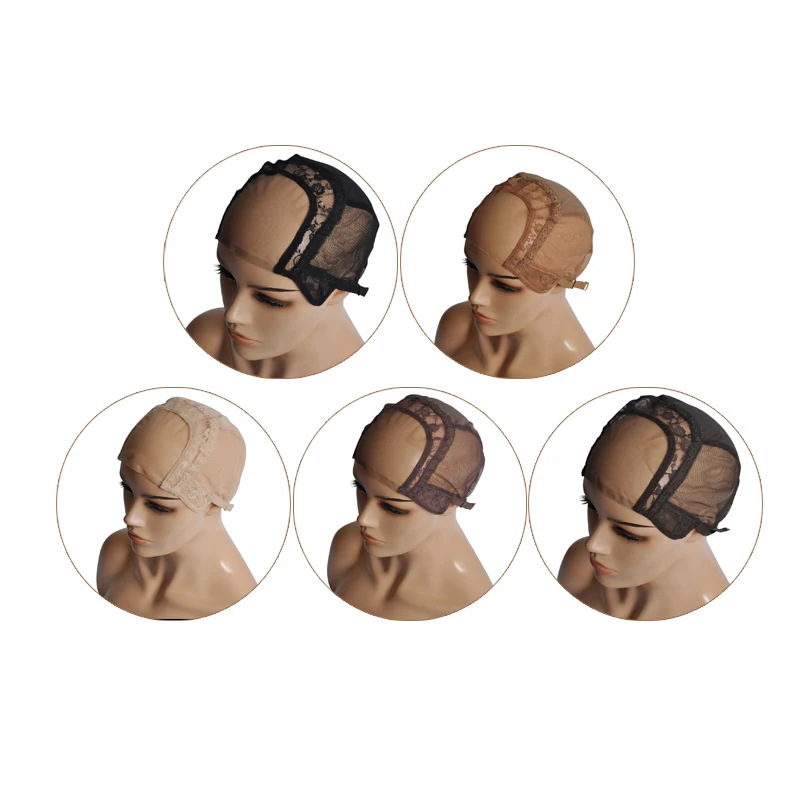 S/M/L U Part Swiss Lace Wig Cap For Making Wigs With Adjustable Stretch Straps Glueless Weaving Cap Hair Extension Cap