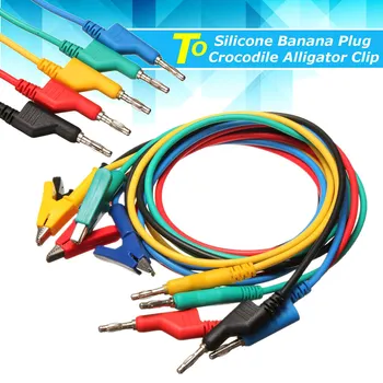 

New 5Pcs Test Line Silicone Banana Plug to Alligator Clip Probe Lead Cable for Electrical Laboratory