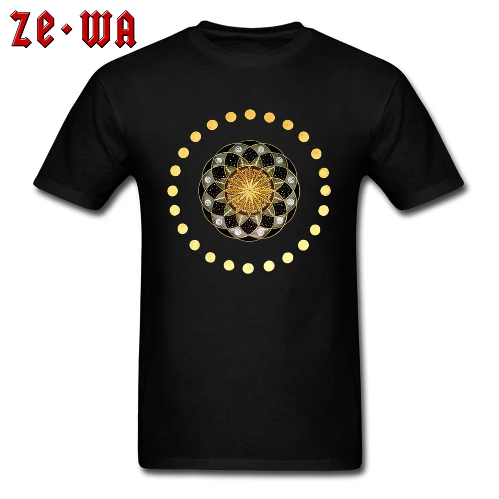 Planetary Mandala Summer T-shirts for Men 100% Cotton ostern Day Tops Shirt Printed Tops Shirt Short Sleeve Funky O Neck Planetary Mandala black