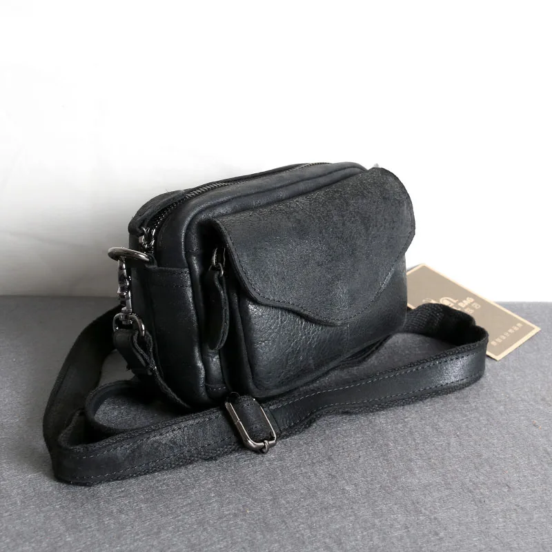 AETOO Original handmade leather bag crazy horse skin boys cross package simple retro bag leather pockets function Messenger bag 