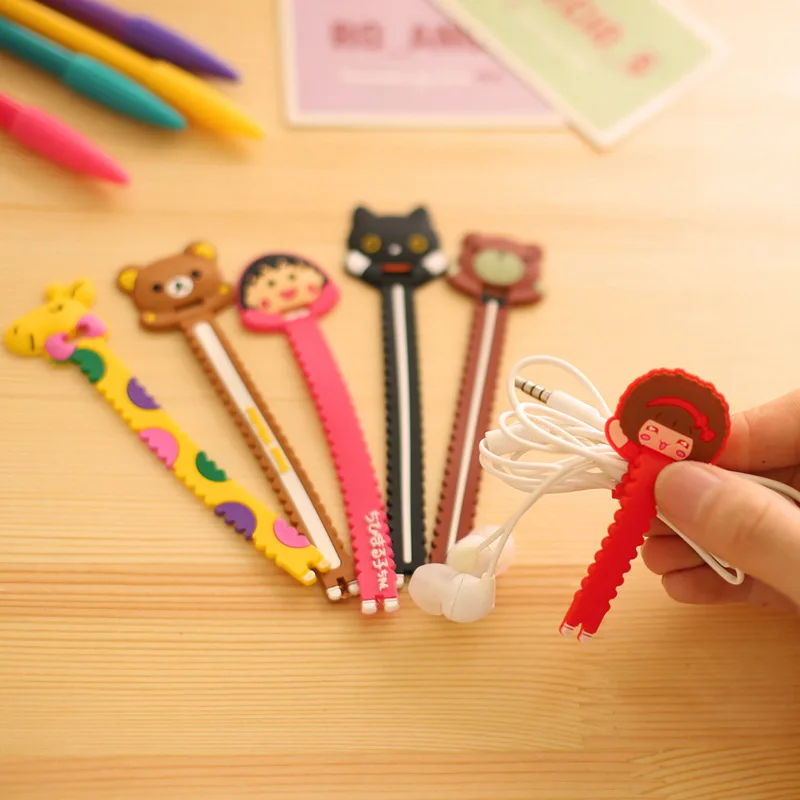 

Cartoon Kawaii Animal Cat Bear Headphone Winder Cord Wrap Organizer Wire Holder Home Office Bag Storage Sealing Clips