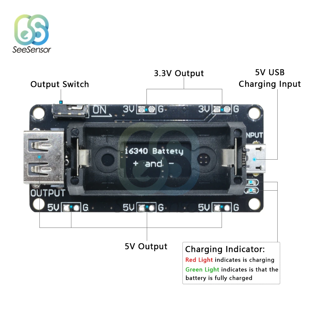 ESP8266 ESP32 Двойной 16340 литиевая батарея зарядное устройство щит USB мобильный Банк питания держатель батареи зарядное устройство плата модуль для Arduino