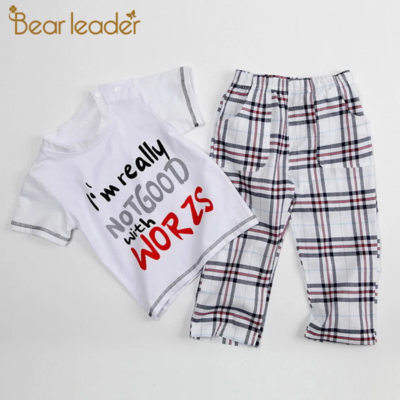 

Bear Leader Boys Clothing Sets 2018 New Fashion Kids Clothes Alphabet Pattern T-shirt+Lattice Pants 2Pcs Suits For 2-5 Years