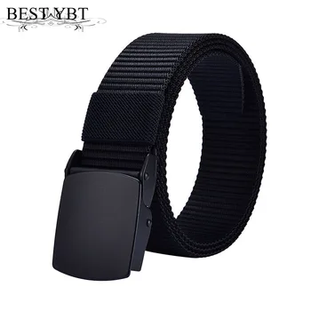 

Best YBT Unisex Nylon belt 2018 New Alloy smooth buckle belt fashion Business affairs Nylon casual men cowboy belt