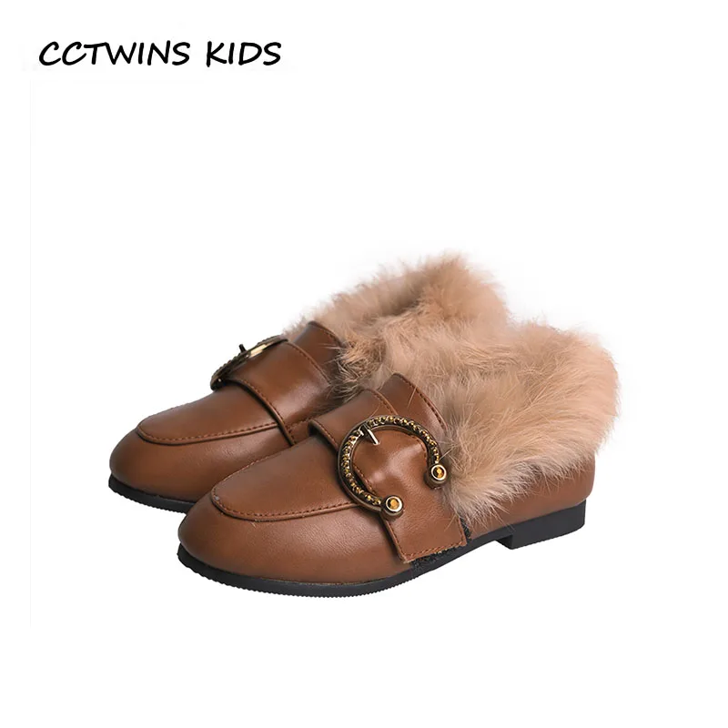 

CCTWINS KIDS 2018 Winter Children Pu Leather Warm Slip On Shoe Toddler Fashion Princess Flat Baby Girl Brand Loafer GL2015