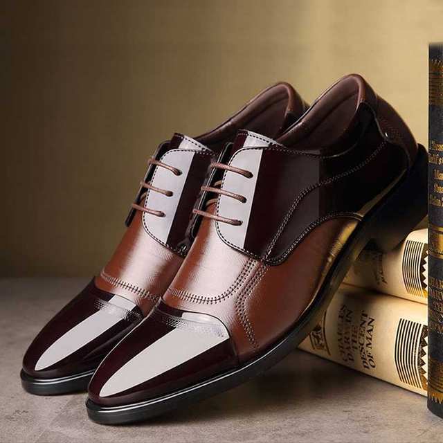 Business Luxury OXford Shoes Men Breathable PU Leather Shoes Rubber Formal Dress Shoes Male Office Party Wedding Shoes Mocassins